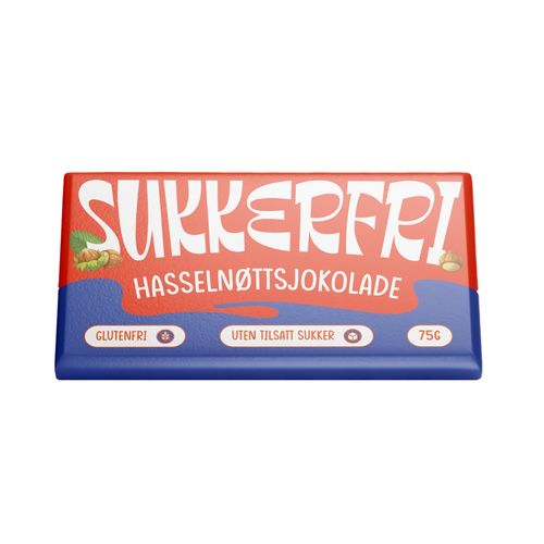 Sukkerfri Hasselnøttsjokolade 75g