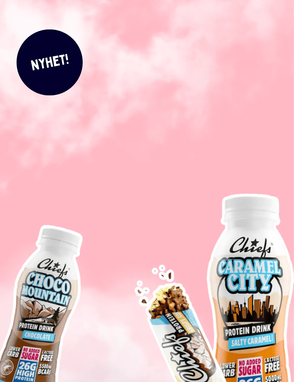 nyheter godtesjuk.no kule produkter proteinbar chiefs proteinshake godteri