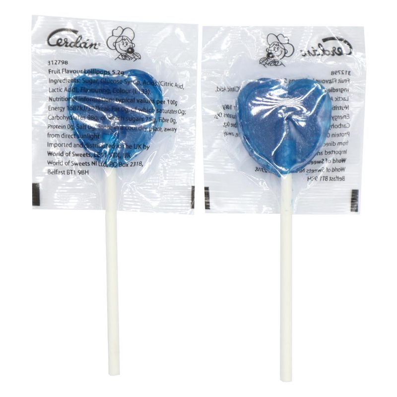 Large Blue Raspberry Lollipop Blue Raspberry Heart Lollipop 200stk | | Fri frakt over 500,-
