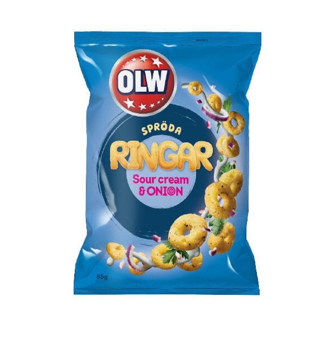 Hovedbilde OLW Ringar Sour Cream & Onion 85g 