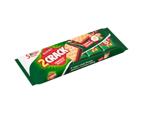 Roshen 2Crack Sandwich Biscuits Chocolate & Hazelnut 190g